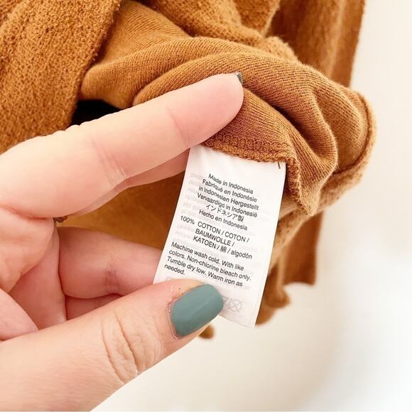 Texture & Thread by Madewell Orange Long Sleeve Side Tie Cotton Wrap Top Size S - Picture 5 of 7